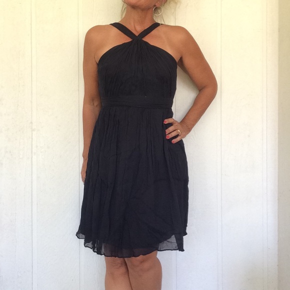 J. CREW BLACK SILK CHIFFON COCKTAIL DRESS SIZE 4 - Picture 3 of 8